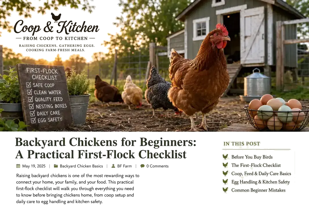 Backyard Chickens for Beginners: A Practical First-Flock Checklist at BF Farm Kunekune Pigs