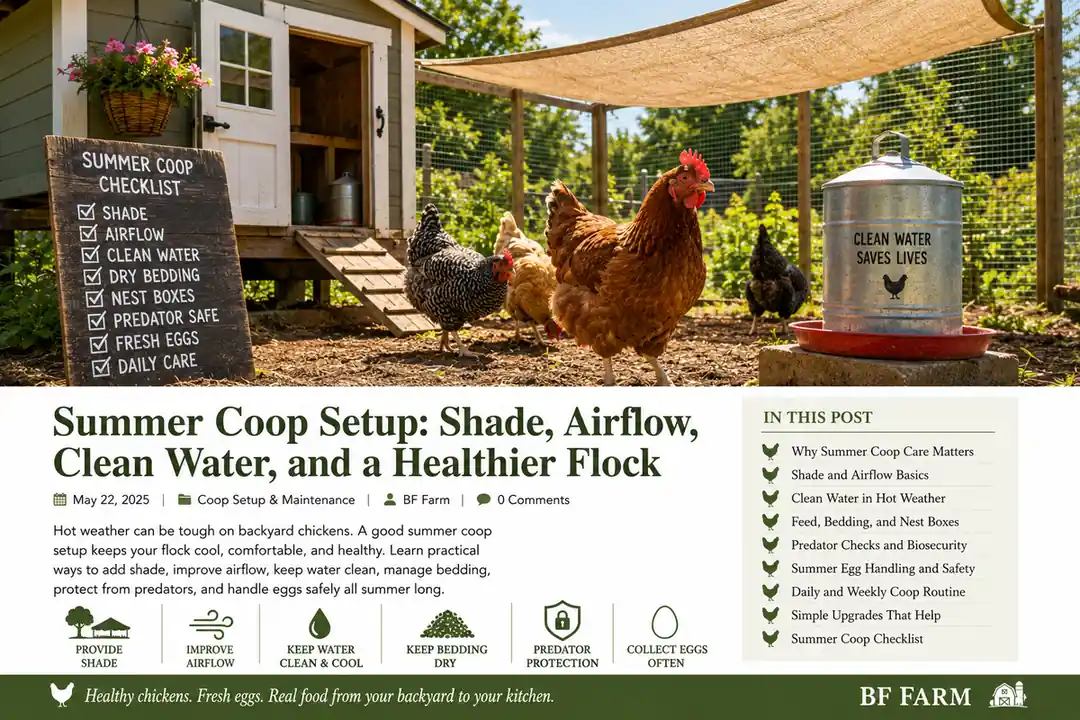 Summer Coop Setup: Shade, Airflow, Clean Water, and a Healthier Flock at BF Farm Kunekune Pigs