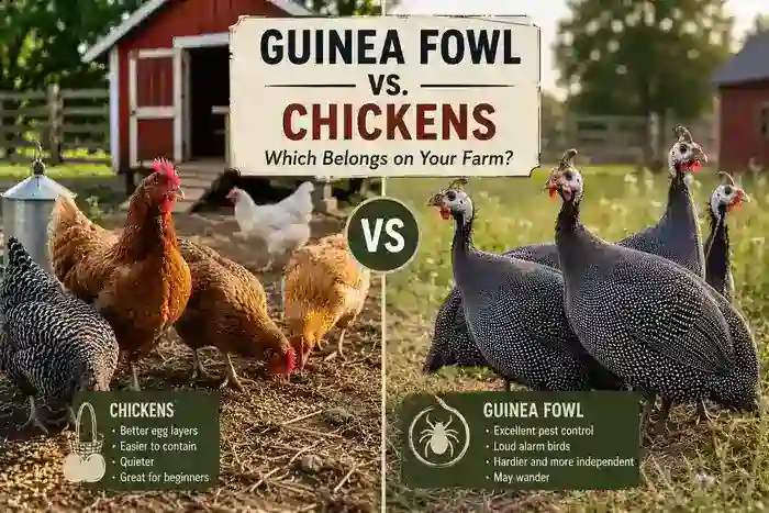 Guinea Fowl vs Chickens: Which Belongs on Your Farm? at BF Farm Kunekune Pigs