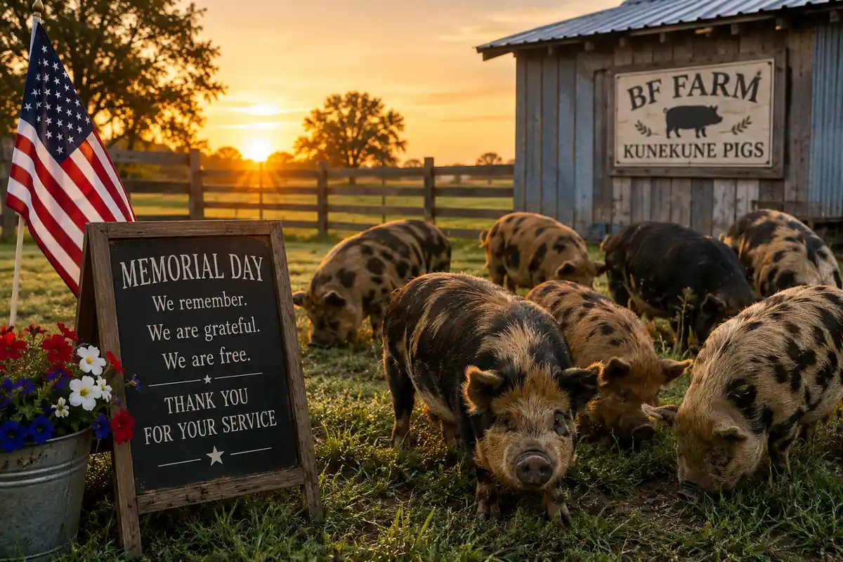 Memorial Day Weekend on the Farm: Gratitude, Quiet Chores, and the First Real Taste of Summer at BF Farm Kunekune Pigs