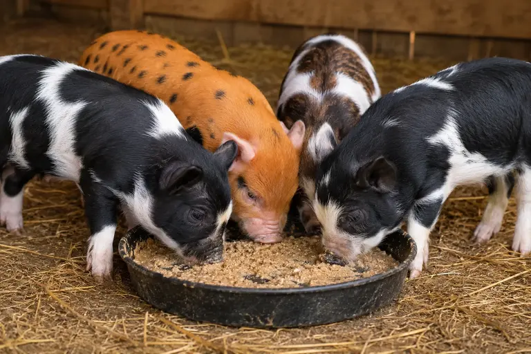 Piglets Learning Solid Food: How the Daily Routine Changes at BF Farm Kunekune Pigs