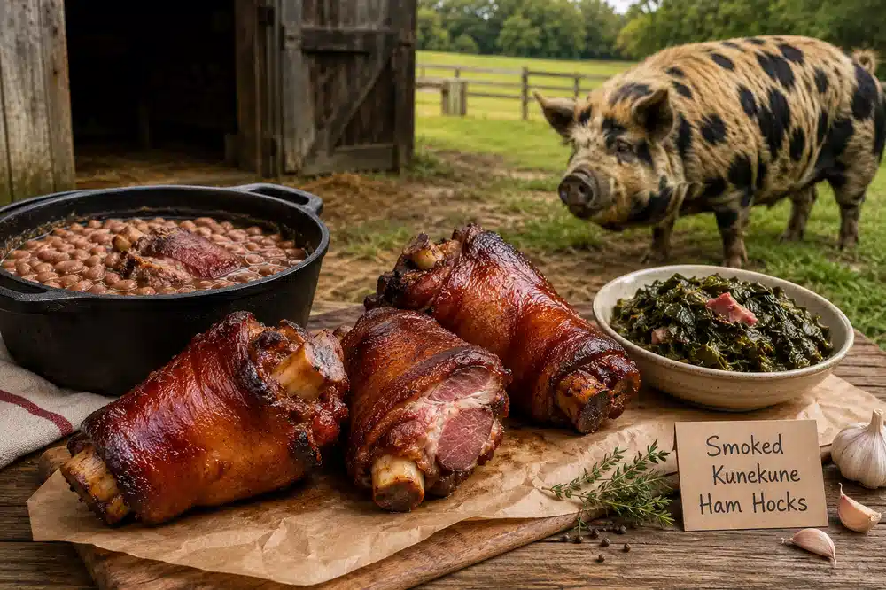 Beginner Smoked Kunekune Ham Hocks: Beans, Greens, Broth, and Safe Smokehouse Flavor at BF Farm Kunekune Pigs