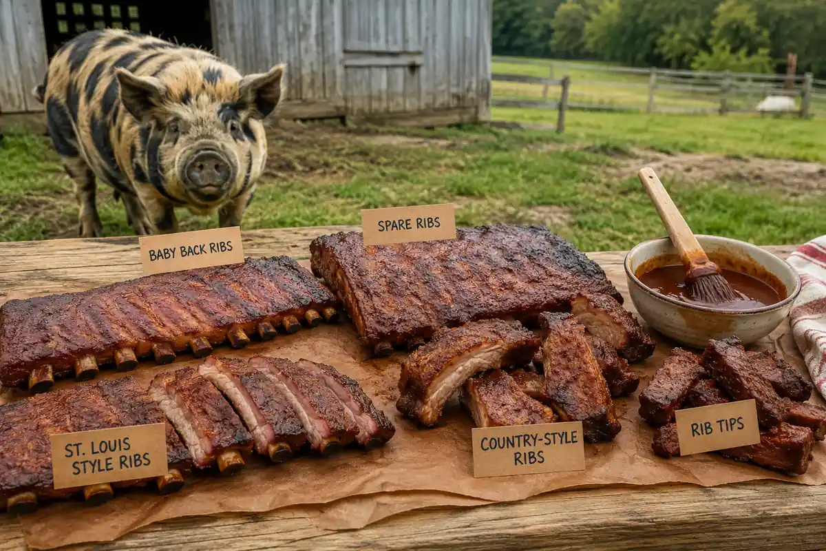 The Kunekune Rib Guide: Spare Ribs, Baby Backs, Country-Style Ribs, and How to Cook Each One at BF Farm Kunekune Pigs
